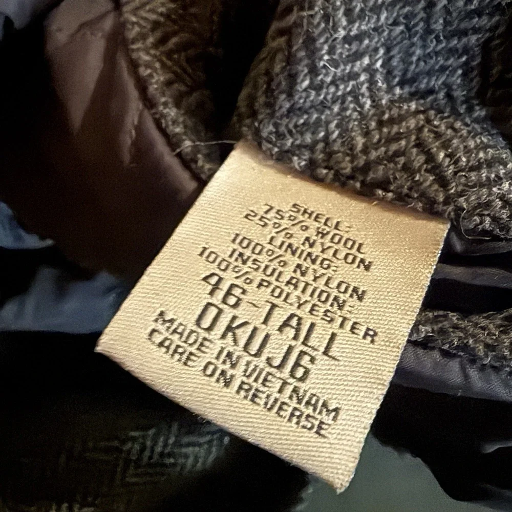 L.L.Bean Blazer‎ Jacket Mens Gray Herringbone Single Breasted Notch Lapel 46T